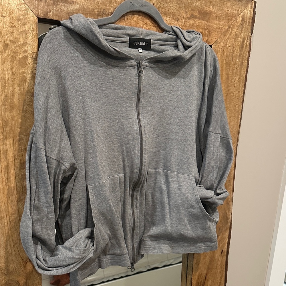 Eskandar Heather Gray Zip-Up Hoodie